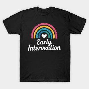 Rainbow Early Intervention Heart Teacher Interventionist T-Shirt